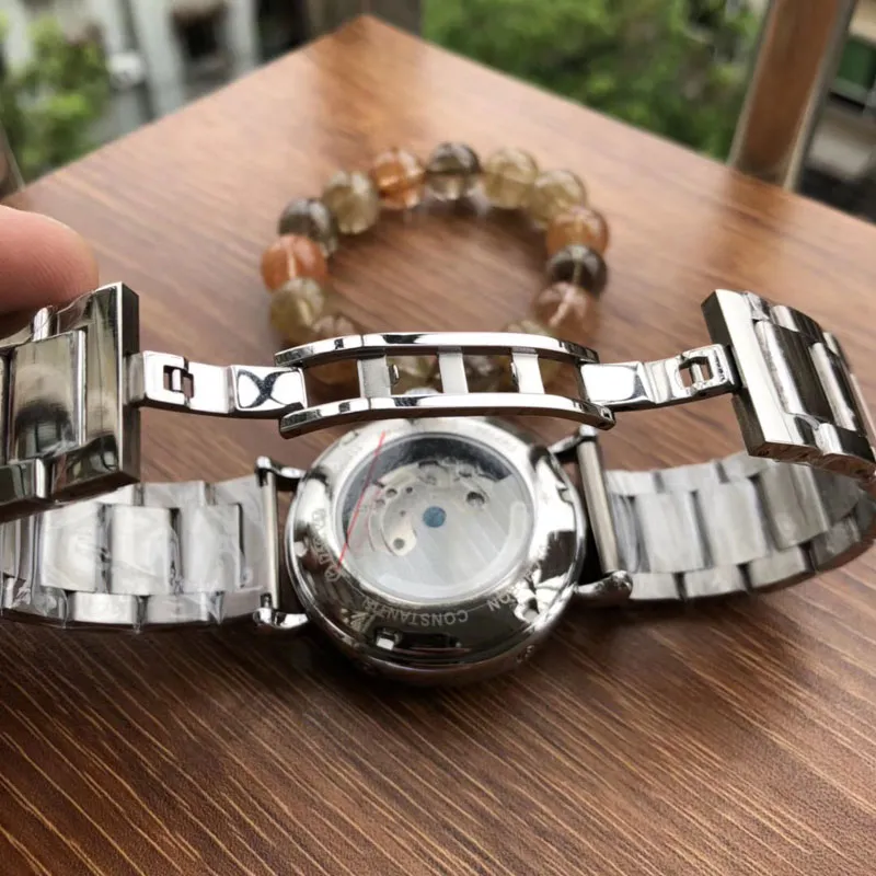 Relojes de pulsera de lujo para hombre, relojes de negocios, volante para hombre, fase lunar, subesferas, trabajo, mecánico, automático, resistente al agua, reloj masculino para ma223W