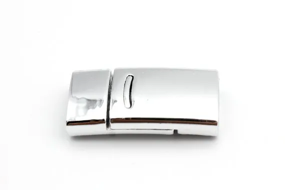 Nave 50 pezzi set argento curvo chiusura magnetica chiusura braccialetto creazione di gioielli fornitura striscia di pelle colla 10mmx2mm foro interno208x
