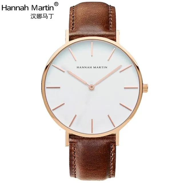 Drop High Quality Rose Gold Dial Watch Men Leather Waterproof Wristwatch Women Dress Fashion Japan Quartz Movement Saat283f