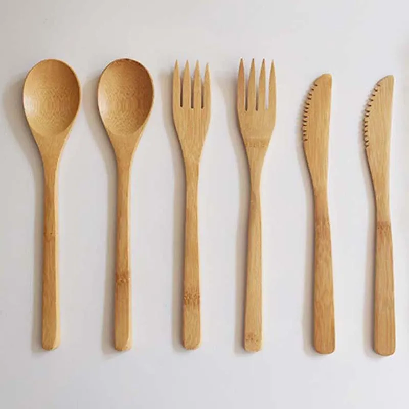 Nouveau Cuillère naturelle fourchette couteau ensemble de vaisselle adulte Style japonais bambou confiture