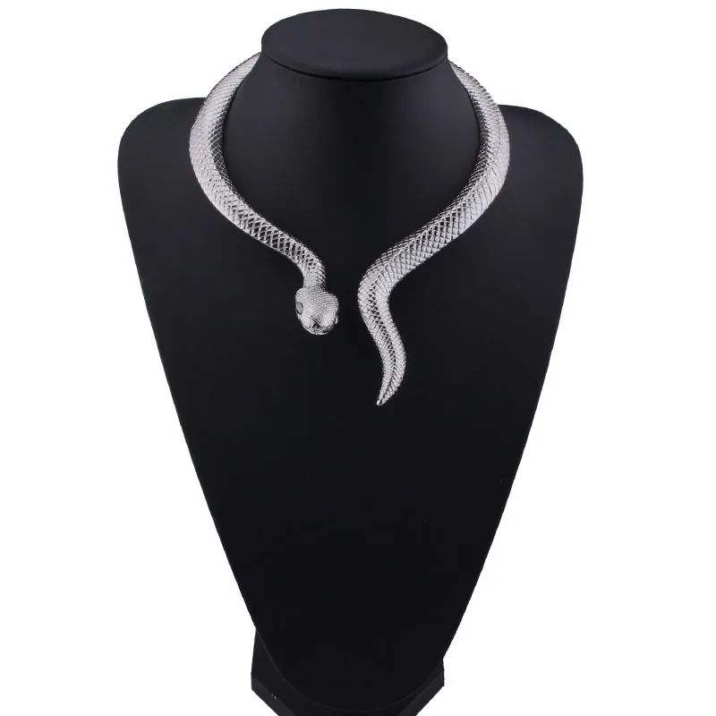 Змея на Хэллоуин с черными глазами, изогнутый дизайн, регулируемый воротник-колье, ожерелье для женщин и девочек, 2 цвета, 1 шт.219r