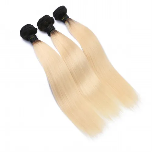 10a Brazilian Straight Weave 1B/613 Ombre Blonde Hair Bundles 2 Tone 613 Straight Hair Brazilian Virgin Human Hair Weave