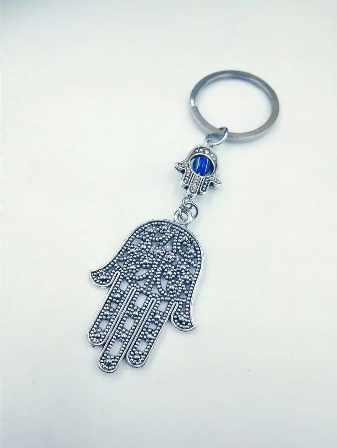 Gioielli di moda Ali d'angelo Malocchio Hamsa Fatima Fascino a mano Portachiavi fai da te Tono argento Portachiavi Portachiavi Gioielli con ciondolo moda 226L