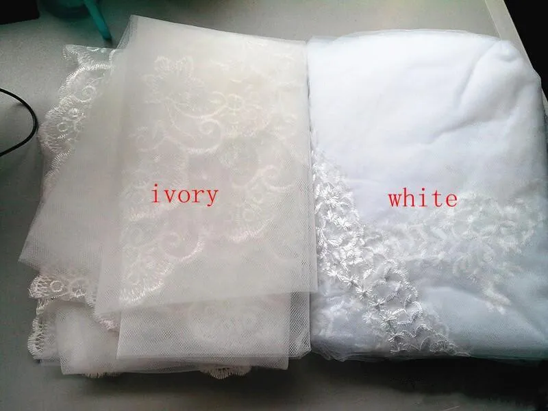 Long Ivory White Bridal Veils 3D Floral Butterfly Lace اثنين