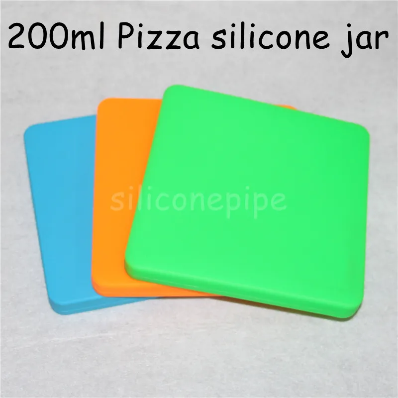 Flat shape bho box concentrate silicone container 200ml for dab pizza box shaped wax container Square big personized vacuum sealable