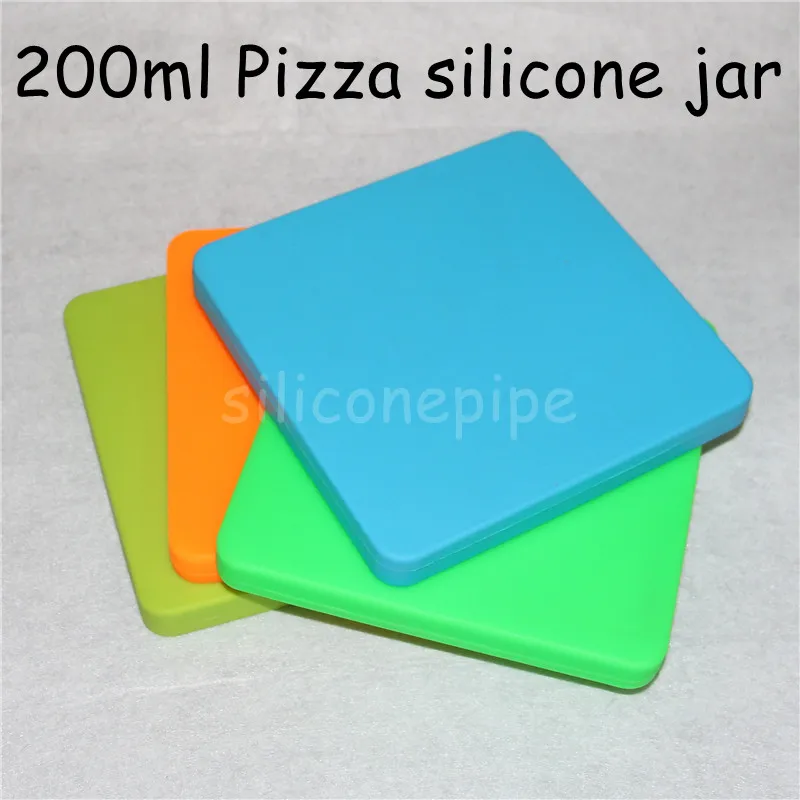 Flat shape bho box concentrate silicone container 200ml for dab pizza box shaped wax container Square big personized vacuum sealable