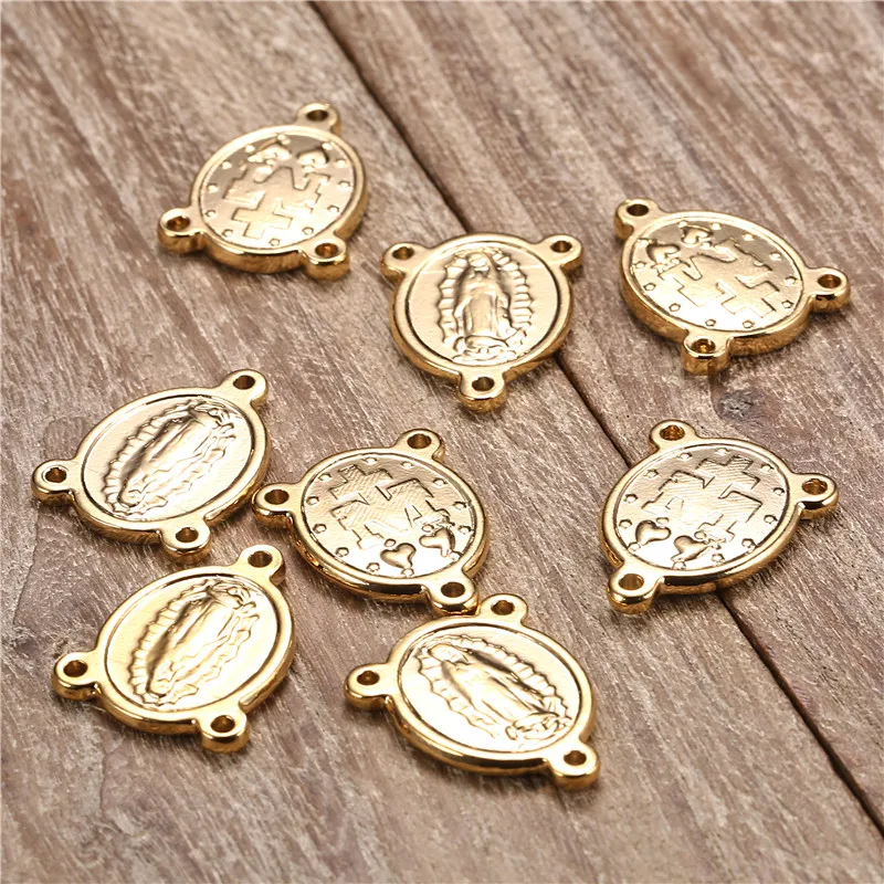 로트 스테인레스 스틸 종교 묵주 중심 중심 Modonna Rosary Virgin Mary Charms Jewelry DIY Crafts Accesso218o를위한 커넥터