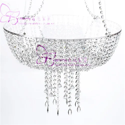Wedding Faux Acrylic Crystal Chandelier Style Drape Suspended Cake Swing stand Crystal, DIA24