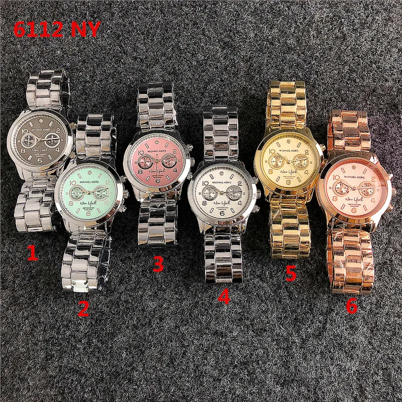 Модные брендовые женские кварцевые наручные часы с 2 циферблатами в нью-йоркском стиле со стальным металлическим ремешком M6112271f