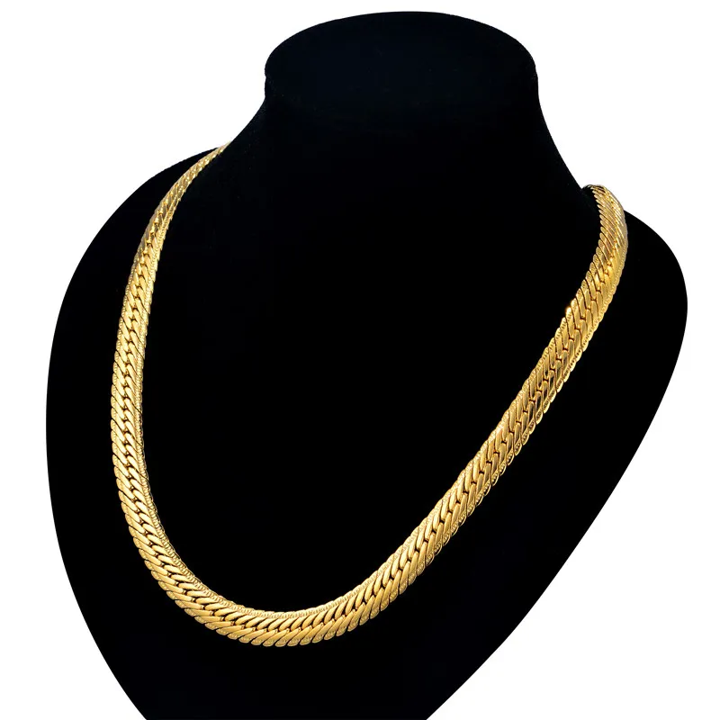 Longue chaîne en or Vintage pour hommes, chaîne Hip Hop, collier à bordure épaisse de couleur or de 8MM, bijoux pour hommes Colar Coll215U