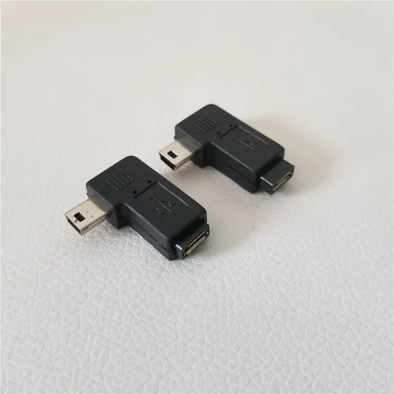 pcs 1Mini USB Male to Micro USB 5Pin Female 90 Degree Left Angle Adapter Converter Jack Plug Black