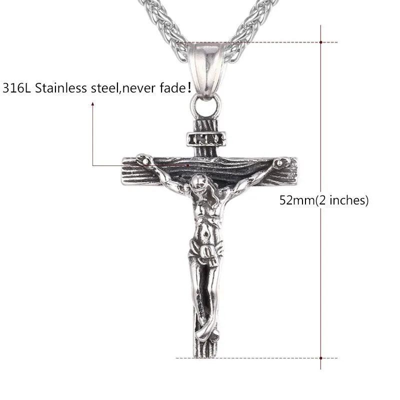 Crucifix Cross Cross Naszyjnik Bransoletka Złota Czarna Pistolet Wyjęte stal nierdzewna Moda religijna biżuteria religijna dla kobiet mężczyzn Naszyjka 4266577