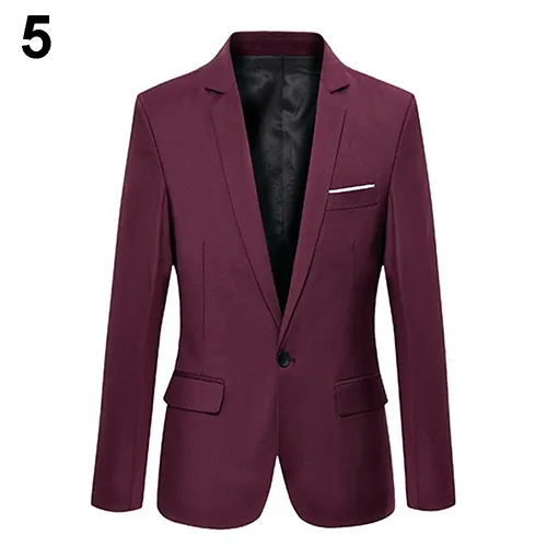 Fashion Men Automne Slim Automne Blazer Business Formal Fête Male Suit un bouton Bouteau Planches à manches longues décontractées Top D18101001