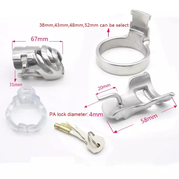 Stainless Steel Male Short Cage Detachable PA Lock Substitutable Nail Ring Chastity Device Bondage Restraint BDSM Sex Toy for Men Good quality
