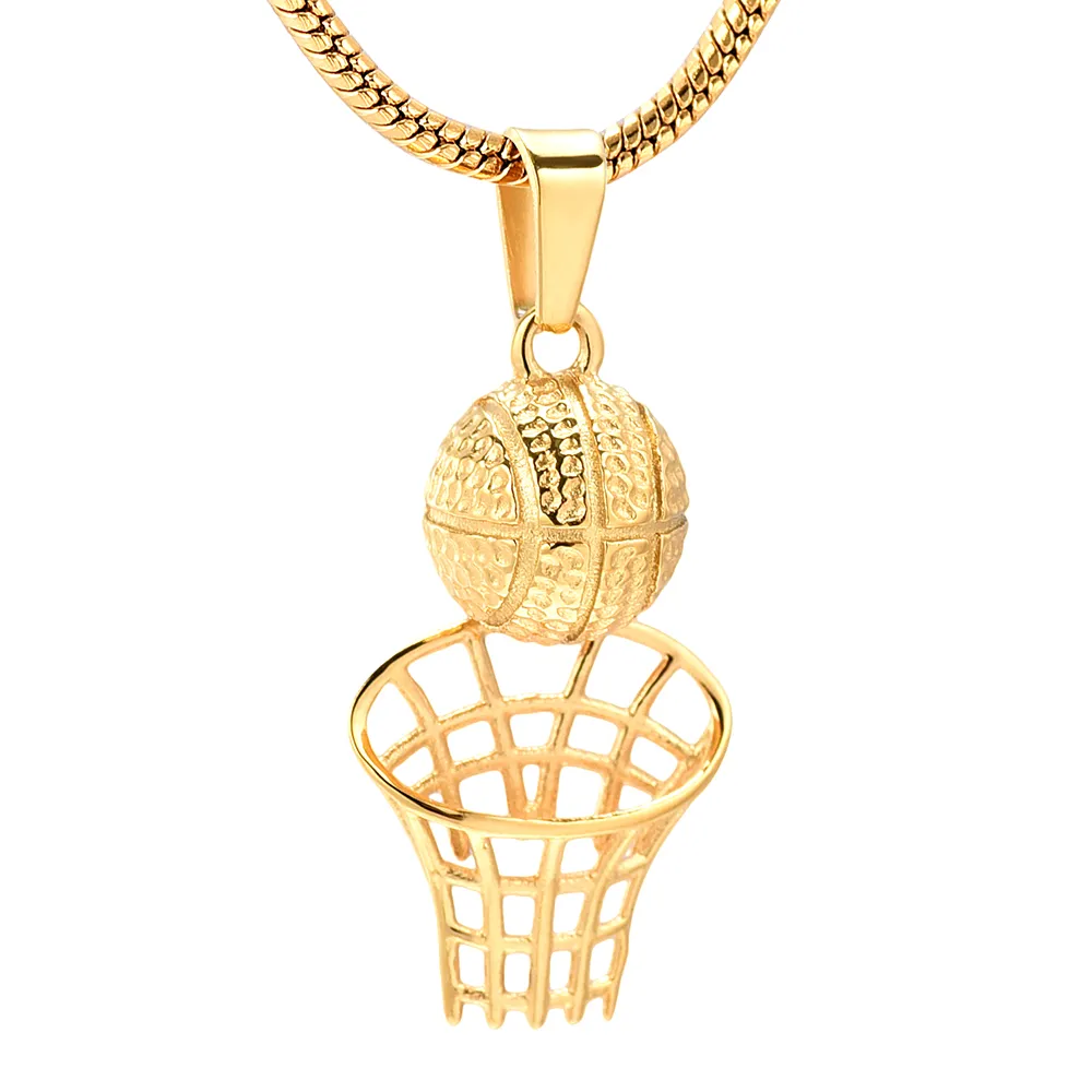 Collier de joueur Mémorial 316L Pendre de crémation de basket-ball en acier inoxydable avec une chaîne de serpents Urne Urn Keepsake Jewelry FO279U