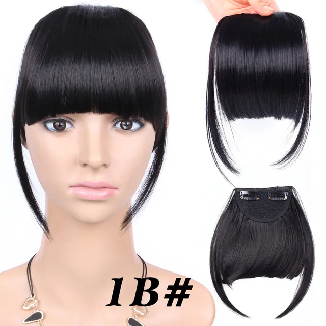 6 inches Short Front Neat bangs Clip in bang fringe Hair extensions straight Synthetic 100 Real Natural hairpiece3864484