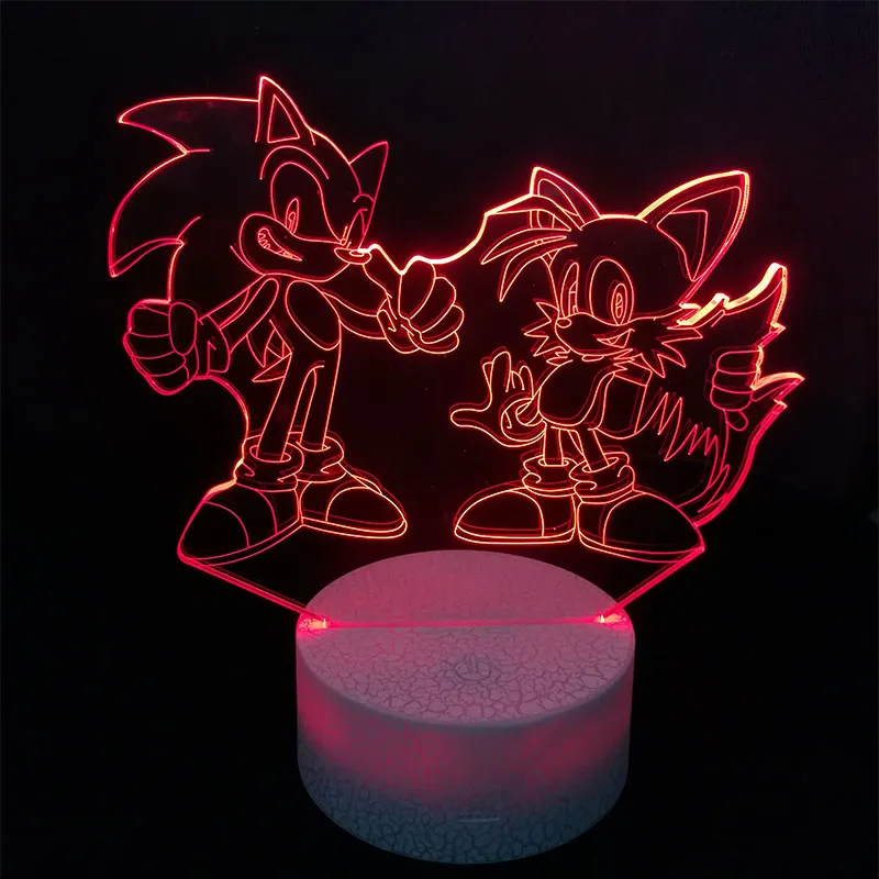 Sonic Action Figura 3D Lâmpada de lâmpada de mesa Alterando anime The Hedgehog Sonic Miles Model Toy Lighting Novelty Night Light2545