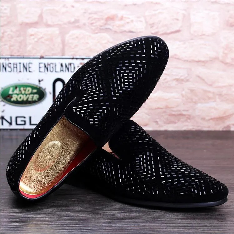 New style European man Dress shoes overshoes feet set auger men loafers breathable pointed leather shoes Fashion Party Wedding G55