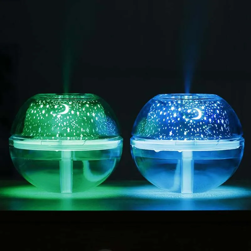 Nuova lampada a proiezione cristallina LED LIGHT LIGHT BIRIGLIE PROGETTORE COLORE COLORE Mini umidificatore Aromaterapia Hine