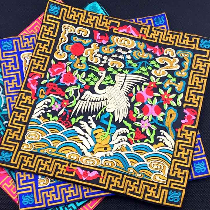 Kreative Stickerei Crane Silk Tuch Dekorative Tischsets Esstisch Platte Matte Chinesische Ethnische Abendessen Isolierung Pad
