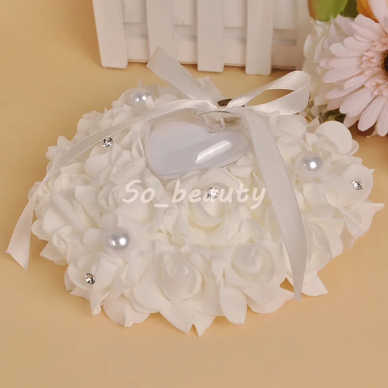 Wedding Ring Pillow with Heart Box Floral Heart Shape Cushion Marriage Creative Suppliers Decoration High Quality