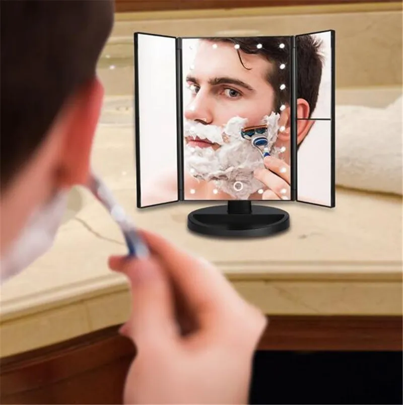LED Touch Screen 22 Light Makeup Mirror Table Desktop Makeup Magnifying Mirrors 3 Folding Adjustable Mirror DHL 