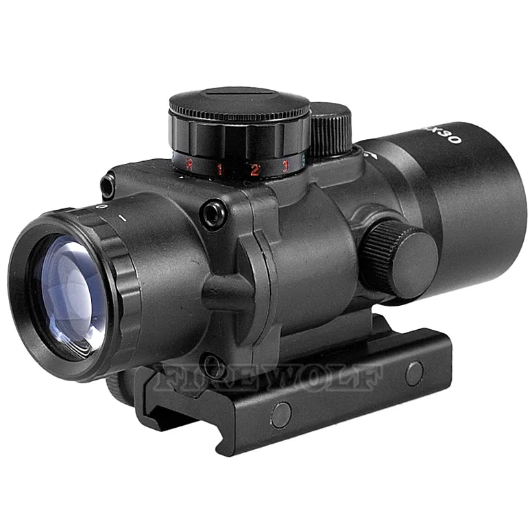 Jagdzielfernrohr Tactical 3.5X30 RGB Laservisier dot red Tri-Illuminated Combo Kompaktfernrohr Fiber Optics Green Sight