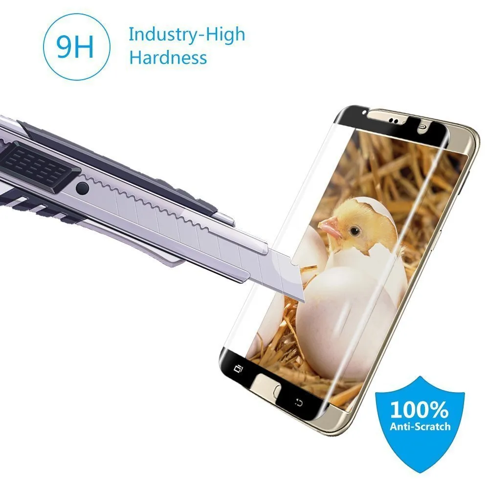 Caja amigable con vidrio templado 3D curvado para Samsung Galaxy Note 8 S9 PLUS S8 PLUS S7 Edge / Ningún paquete de venta al por menor