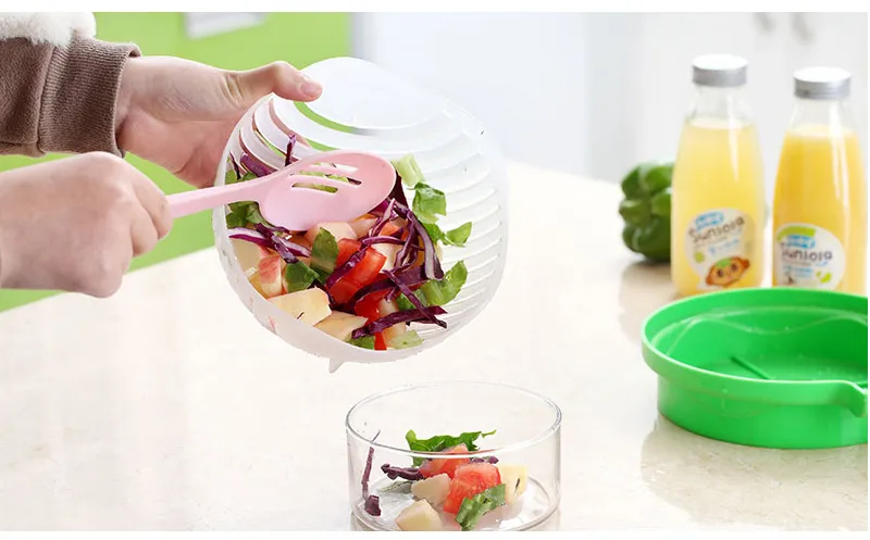Салатница, пластиковая слайсер, нарезка овощей, нарезка салата, миска для резки фруктов и овощей, бытовая 199Y