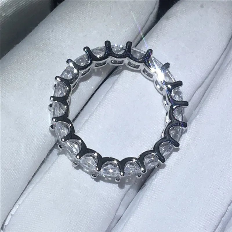 Vecalon femmes bandes de mariage bague en argent Sterling 925 princesse coupe 4mm diamant Cz bagues de fiançailles pour femmes doigt bijoux 290e