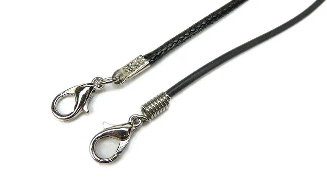 Collier serpent en cuir ciré noir, cordon de perles, fil de corde, chaîne d'extension de 45cm avec fermoir à homard, bijoux à bricoler soi-même Makin272k