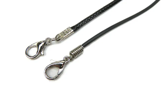 Zwart Wax Lederen Slangenketting Kralen Koord String Touw Draad 45 cm Extender Ketting met Karabijn DIY sieraden Makin3321