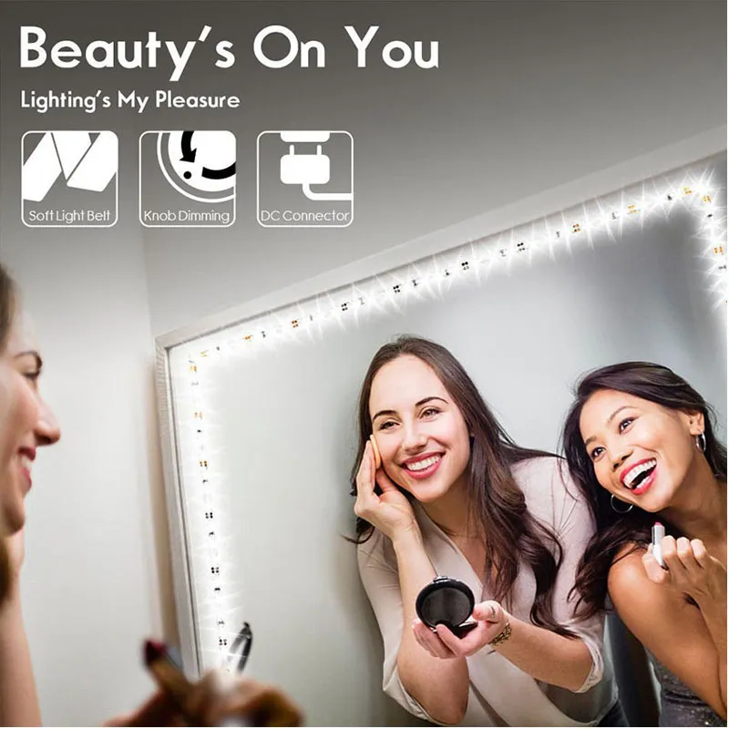 Светодиодная лента для зеркала для макияжа, 13 футов, 4 м, 240 светодиодов, косметическое зеркало, комплект светодиодных лент, зеркало для макияжа, набор с диммером, S Shape2319