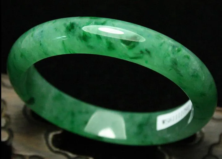 59 mm zertifizierter smaragdgrüner Jadeit-Jade-Armreif, handgefertigt, G04239A