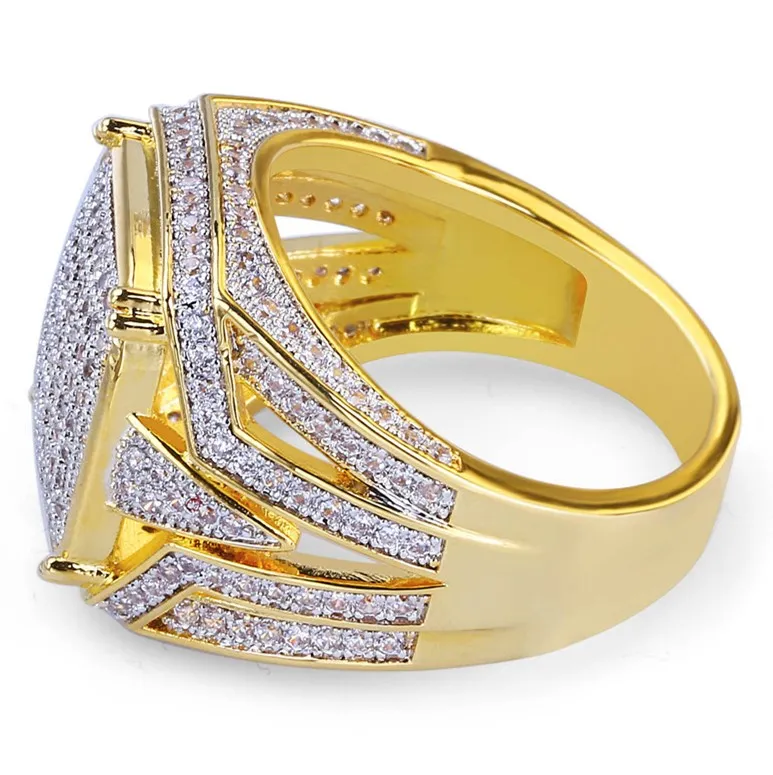 Hip Hop Jewelry Diamond Ring Mens Luxury Designer Rings Micro Pave CZ Iced Out Bling Big Square Finger Ring Gold Plated Wedding Ac315G