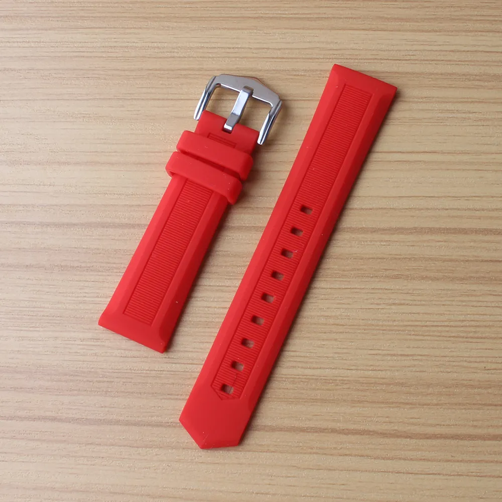 Rode Horlogebanden 12mm 14mm 16mm 18mm 19mm 20mm 21mm 22mm 24mm 26mm 28mm Siliconen Rubber Horlogebanden stalen pin gesp zachte horloge ban259q