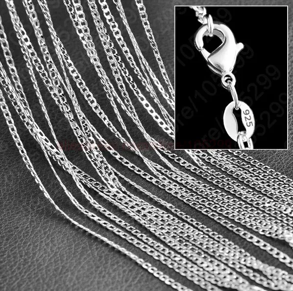 Kvinnliga halsband 925 Sterling Silver Halsband äkta kedja Solid smycken 16-30 tum Fashion Curbwith Hummer Clasps 264W