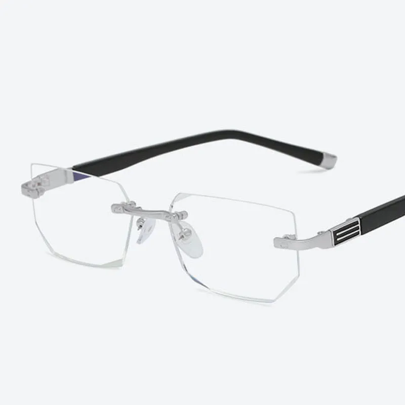 Anti-blauw licht Leesbrillen Verziend bril Helderglazen lens Unisex Randloze bril Brilmontuur Sterkte 1 0 - 251c
