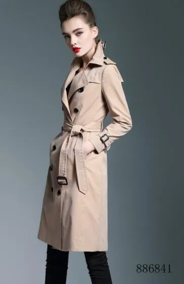 hot classic fashion popular England trench coat/women high quality plus long style jacket/double breasted slim fit trench for women B6841F340 S-XXL