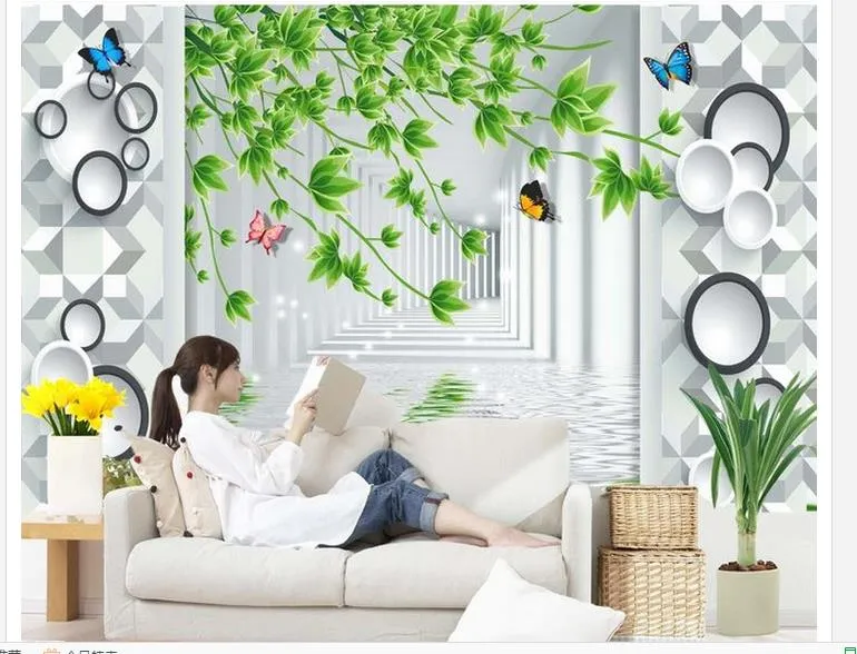 Wandpaneel-Tapete, 3D-Hintergrund, Blätter, TV-Hintergrund, Schlafzimmer, Po-Tapete, 3D2755