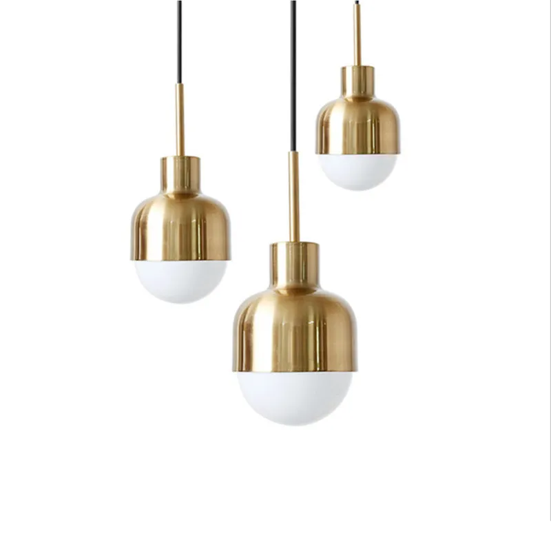 Modern Small Plated Gold Pendant Lamp Loft Industrial Pendant Lights Simple Bedroom Living Room Dining Room Light Fixture301m