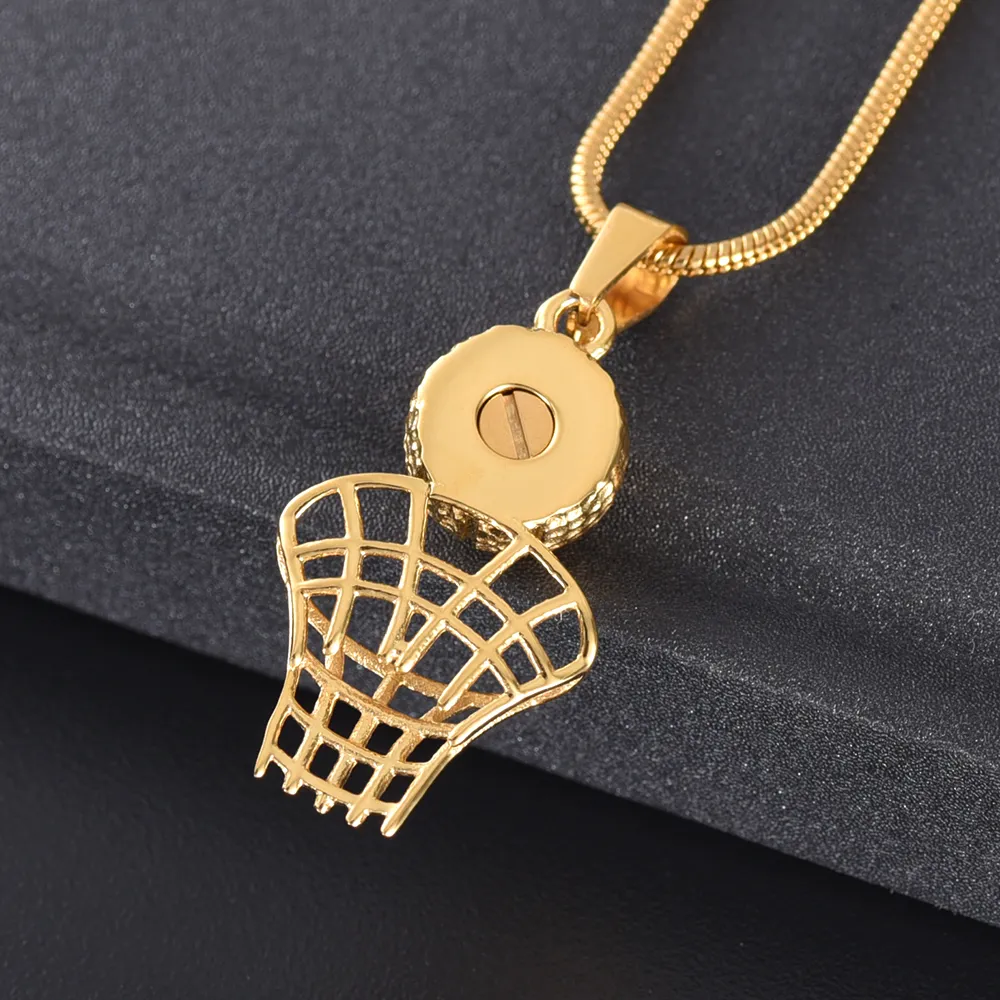 Collier de joueur Mémorial 316L Pendre de crémation de basket-ball en acier inoxydable avec une chaîne de serpents Urne Urn Keepsake Jewelry FO279U