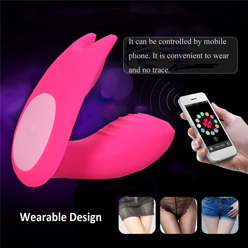 Meselo Wearable Vibrator Phone App Télécommande 7 Vitesse Double Tête Sex Toys Pour Femme Clitorial G-spot Vagin Gode Vibrateurs Y18102906