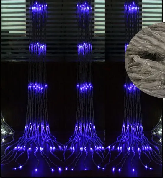3x3M 320LED Luces de cortina de agua Cascada Impermeable Lluvia de meteoros Lluvia Luces de cadena LED para vacaciones Luz Boda Navidad Pa2886