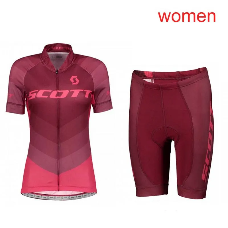 Verão Scott Mulheres Ciclismo Jersey Bib / Shorts Conjunto MTB Bicicleta Roupa Respirável Bicicleta Roupas Curto Maillot Culotte Y21031911