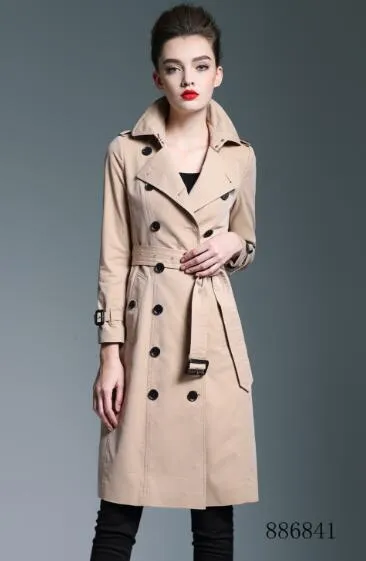 hot classic fashion popular England trench coat/women high quality plus long style jacket/double breasted slim fit trench for women B6841F340 S-XXL