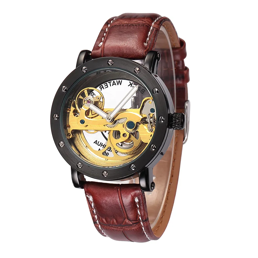 Relogio Masculino SHENHUA Automatic Mechanical Tourbillon Watches Men Top Brand Luxury Leather Band Transparent Skeleton Watch D18235n