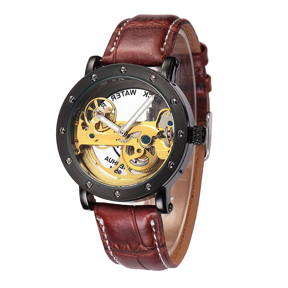 Relogio Masculino SHENHUA Automatische Mechanische Tourbillon Horloges Mannen Topmerk Luxe Lederen Band Transparant Skeleton Horloge D18235n