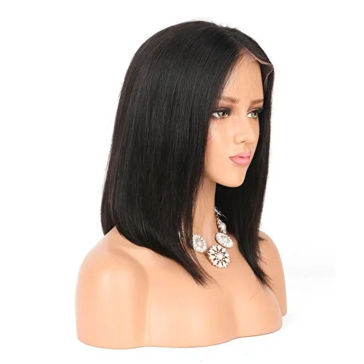 8A Peruvian Virgin Human Hair Bob Wigs Unprocessed Straight Front/Full Lace Wigs Bobs Styled Top Quality Glueless 130% density