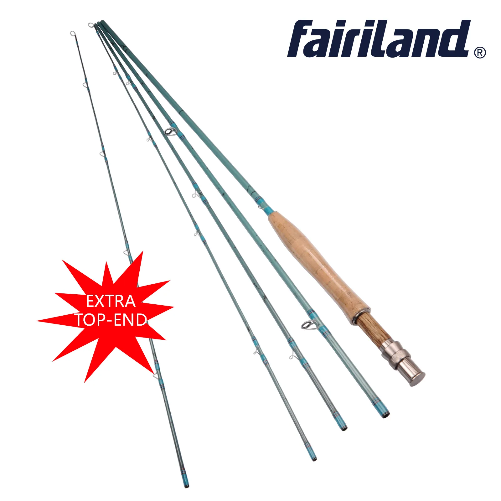 Fairiland Fly Fishing Rod 9FT 2 7M 4 Section with extra top end tip section Fishing pole 3 4# Fly Fishing Carbon Rod Saltwater Fre2453